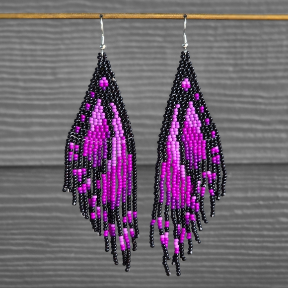 Boheme Jewelry - Butterfly Beaded Fringe Boho Earrings Handmade Boheme